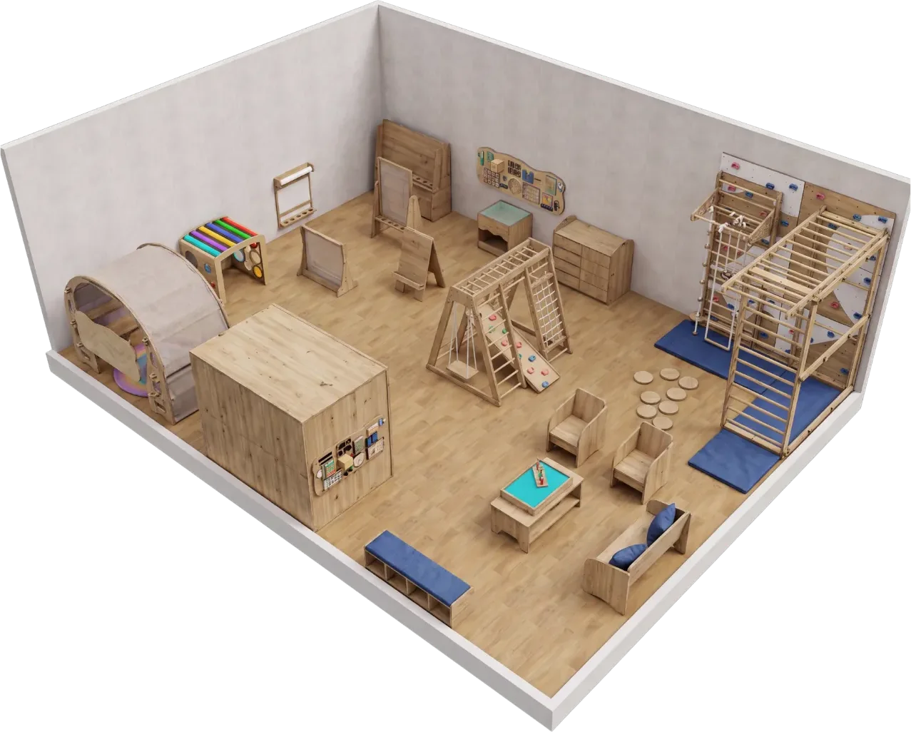 Estudo 3D de sala sensorial, vista 4